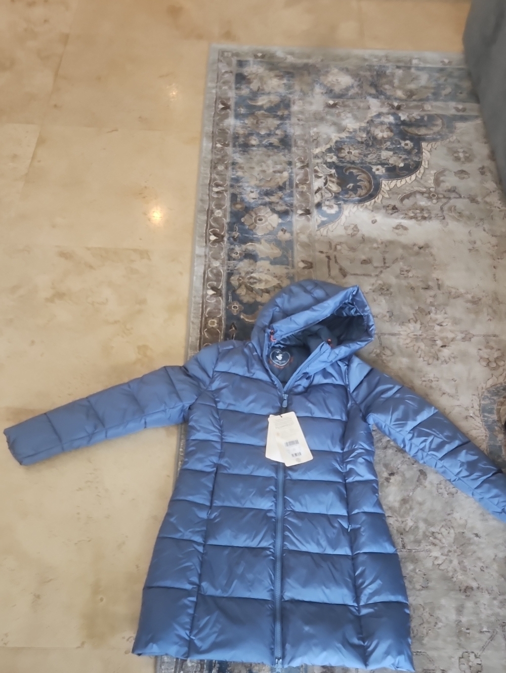 SAVE THE DUCK Navy Quilted Puffer Jacket with Hood